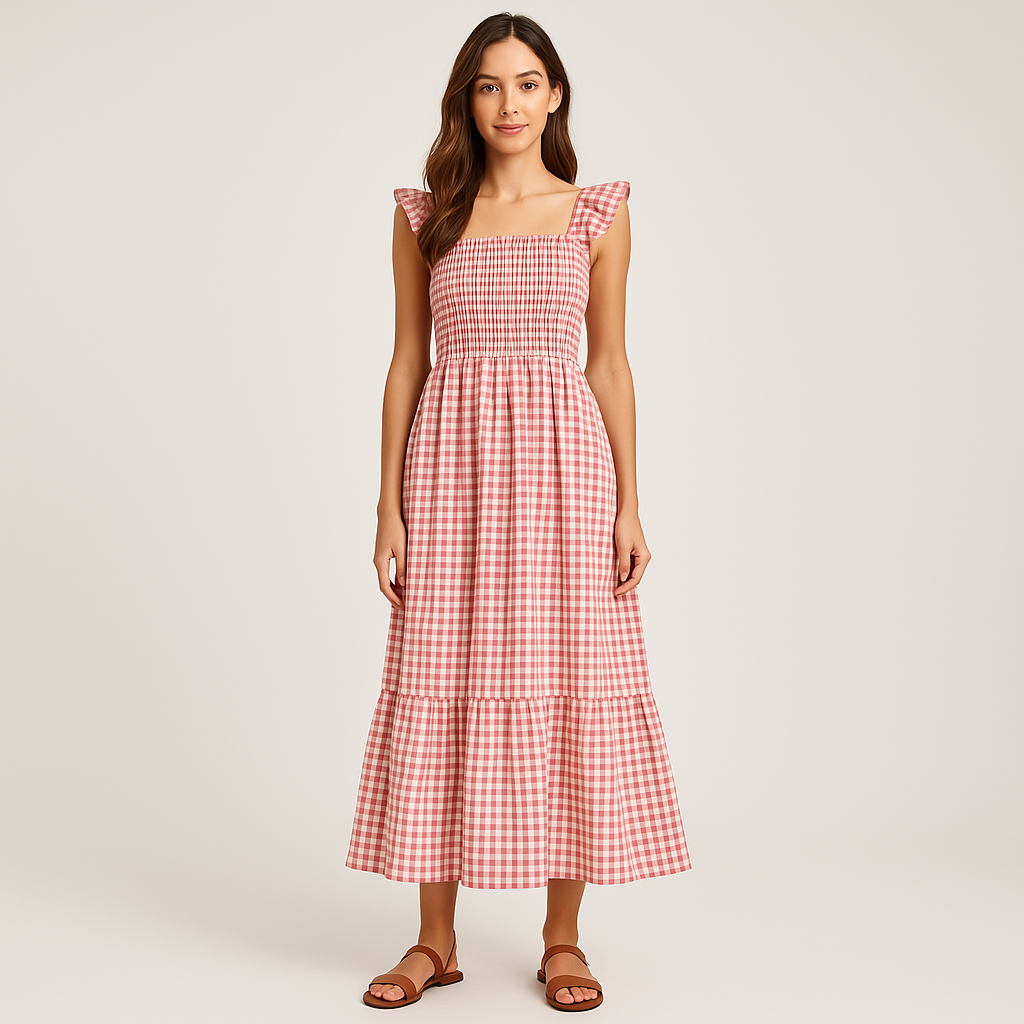 Sophia – Plaid Print Sleeveless Maxi Dress