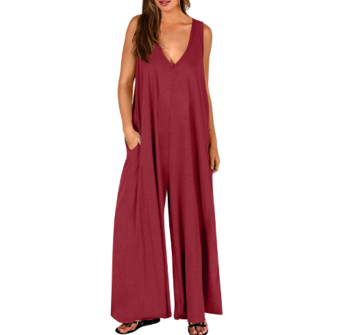 MAGDA | COMFORTABLE JUMPSUIT WITH V-NECK AND WIDE LEGS