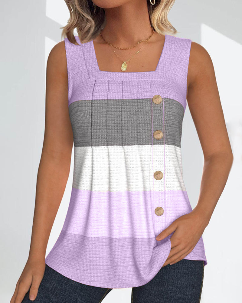 Roma - Striped tank top with buttons