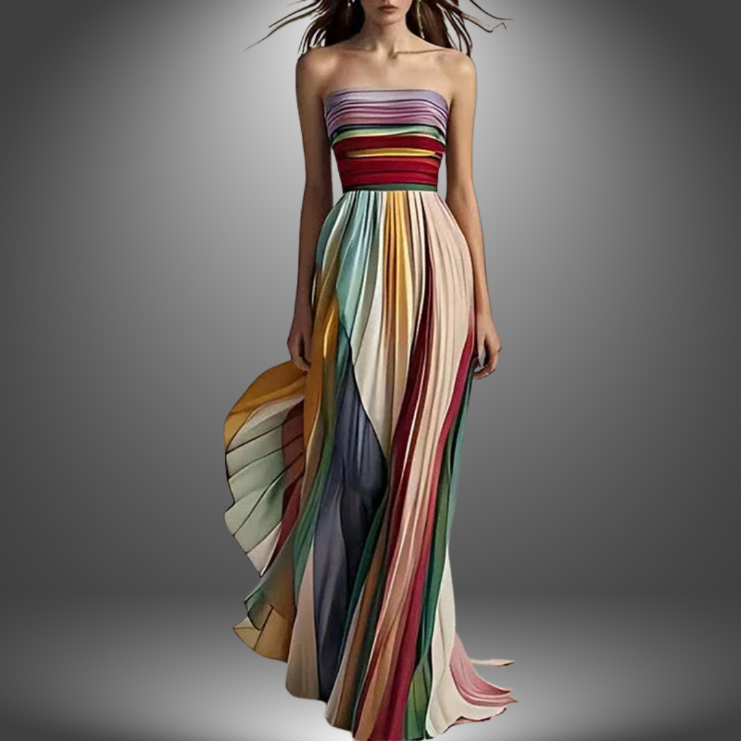 Dylan - Colorful Stripes Tube Top Maxi Dress