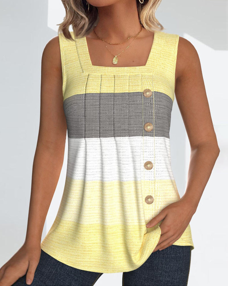 Roma - Striped tank top with buttons