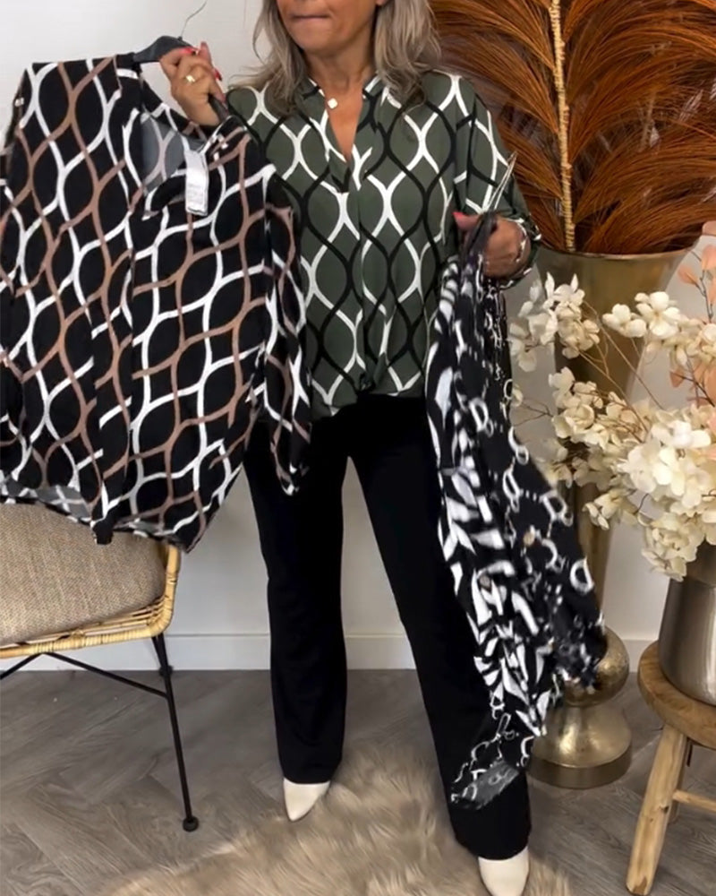 ALICIA | CASUAL LONG SLEEVE BLOUSE WITH PATTERN