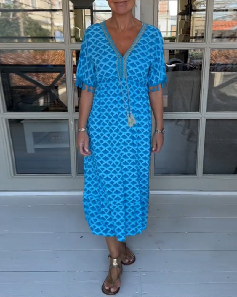Winona - Summer V-Neck Tassel Dress