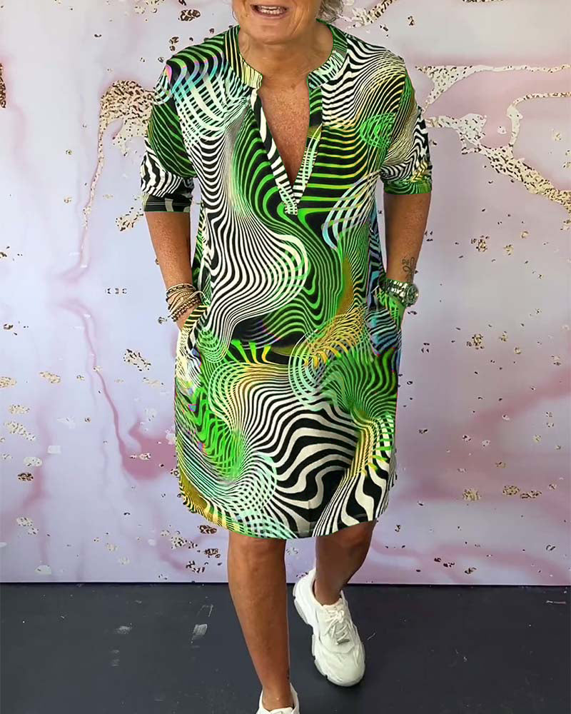 BERNICE | COLOURFUL V-NECK DRESS