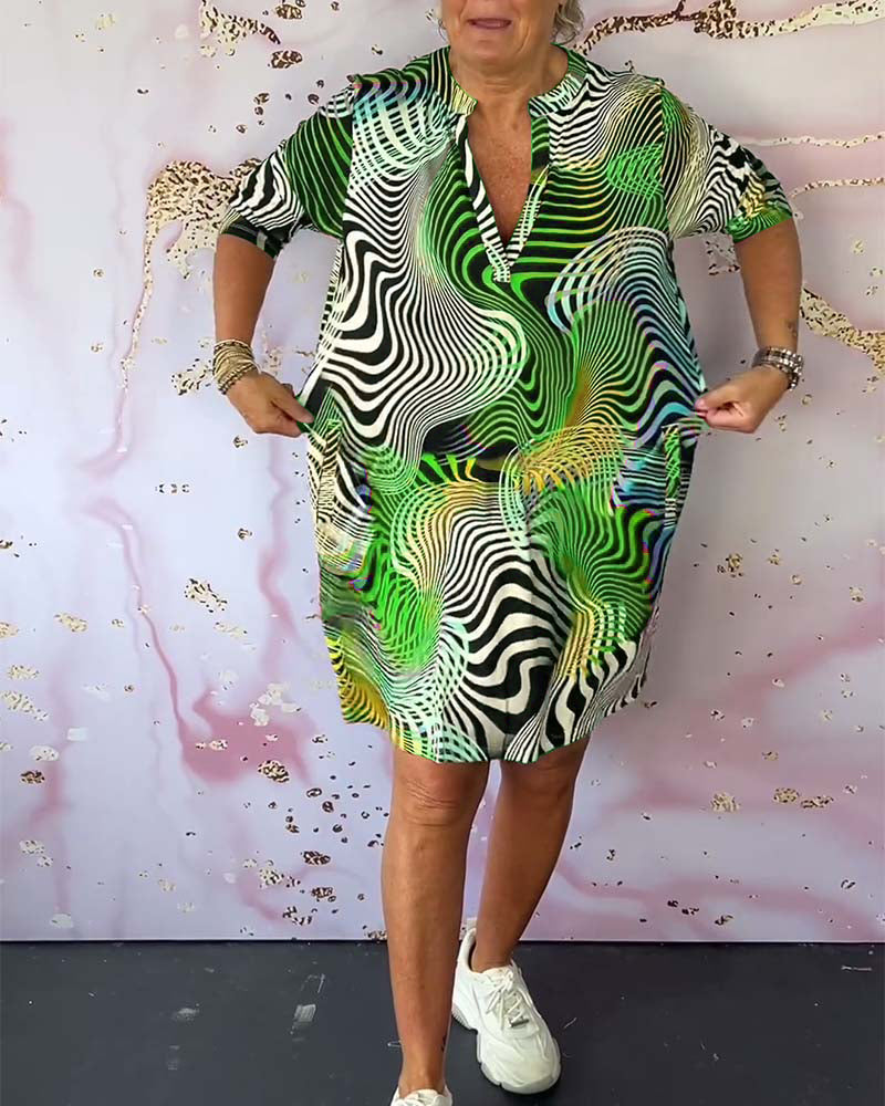 BERNICE | COLOURFUL V-NECK DRESS