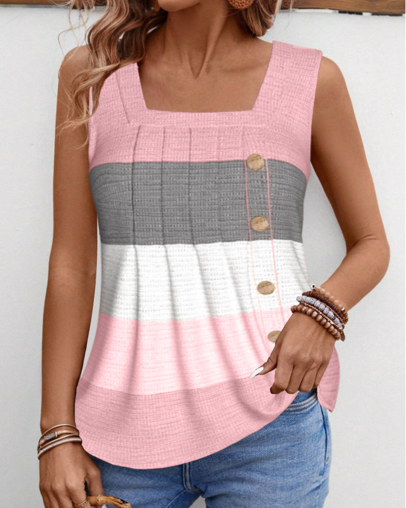 Roma - Striped tank top with buttons