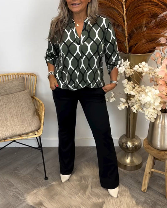 ALICIA | CASUAL LONG SLEEVE BLOUSE WITH PATTERN