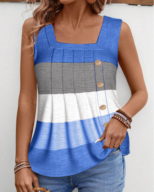 Roma - Striped tank top with buttons