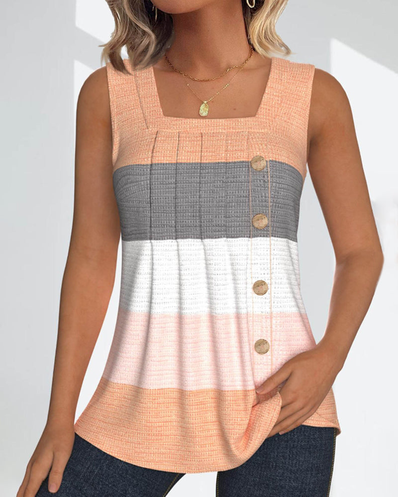 Roma - Striped tank top with buttons