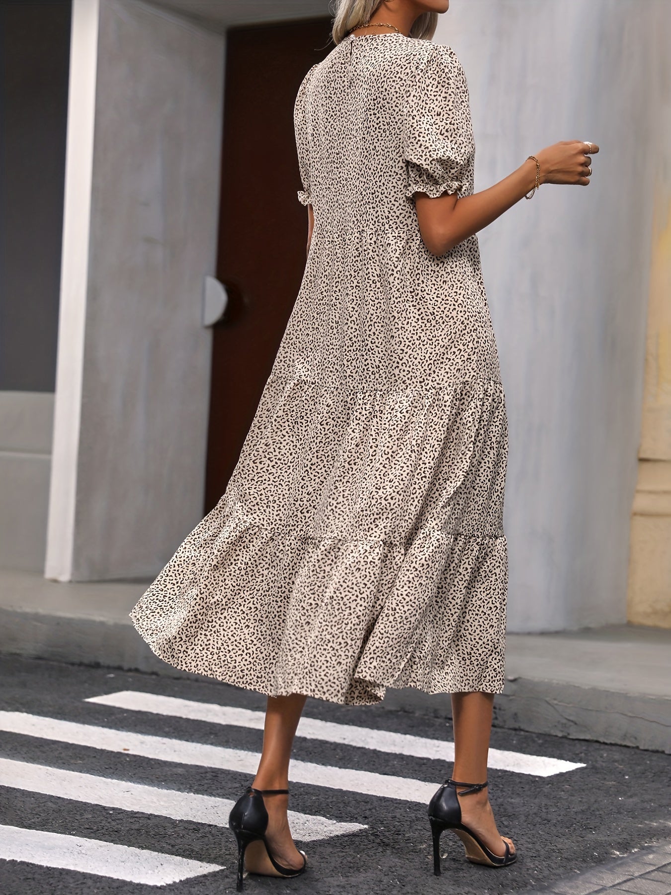 Harriet - Casual Round Neck Dress With Ruffle Detail