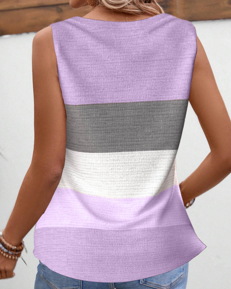 Roma - Striped tank top with buttons