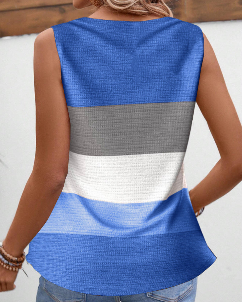 Roma - Striped tank top with buttons