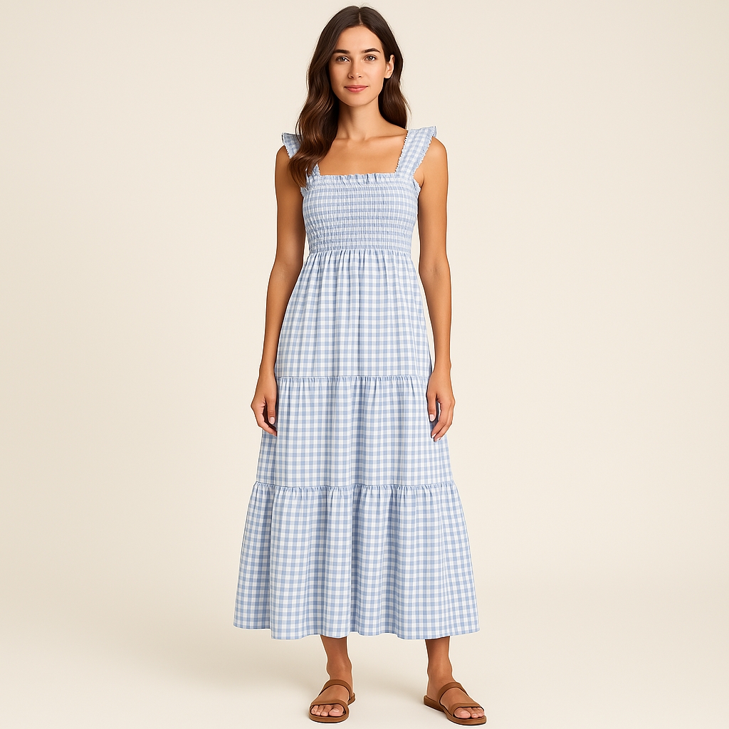 Sophia – Plaid Print Sleeveless Maxi Dress