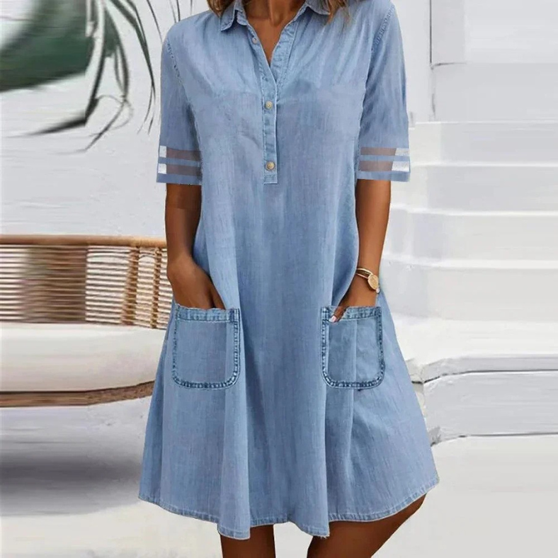 FARAH | ELEGANT DENIM DRESS WITH POCKETS