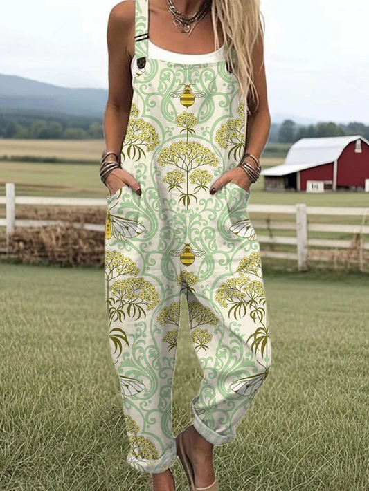 Vintage Floral Jumpsuit - Effortless Comfort & Stylish Wide Leg Design