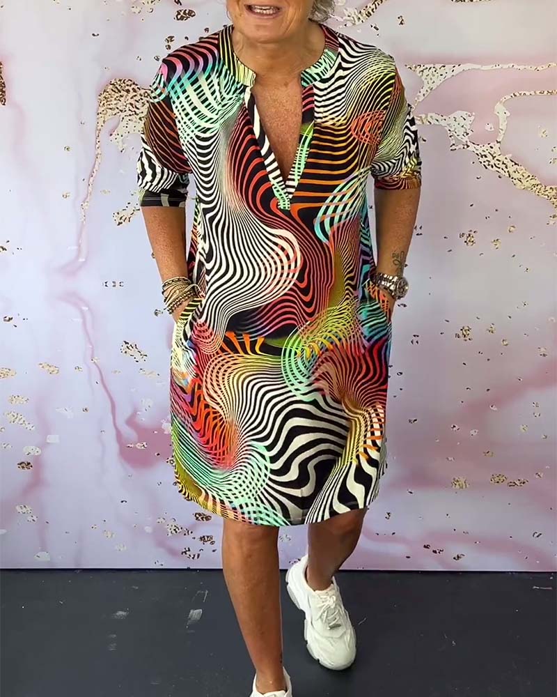 BERNICE | COLOURFUL V-NECK DRESS