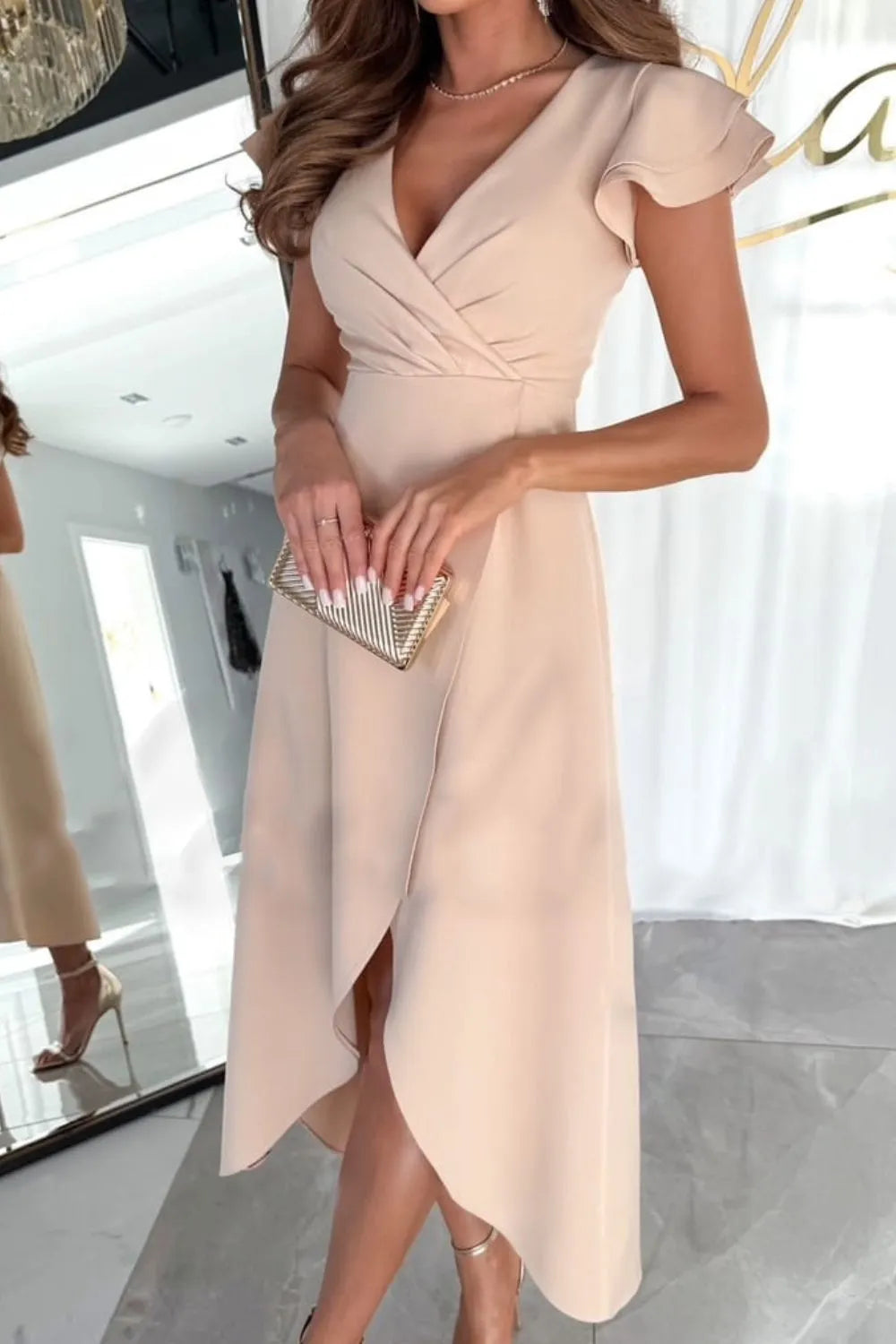 Mandy - Chic Wrap V-Neck Midi Dress