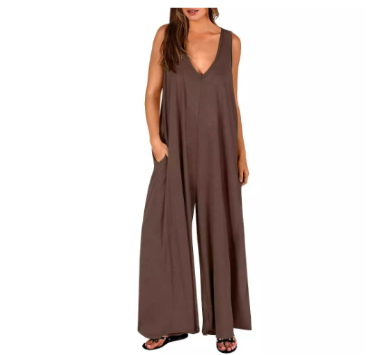 MAGDA | COMFORTABLE JUMPSUIT WITH V-NECK AND WIDE LEGS