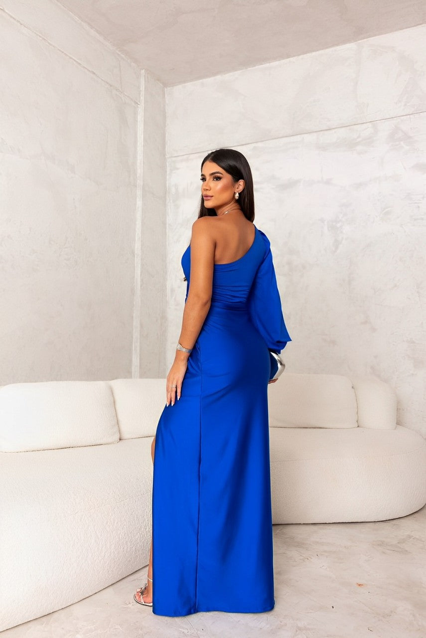 BELIZE | ONE-SHOULDER SATIN EVENING DRESS
